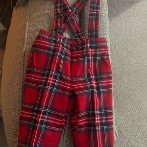 NWT Plaid Janie & Jack Outfit with Suspenders 0-3 Months